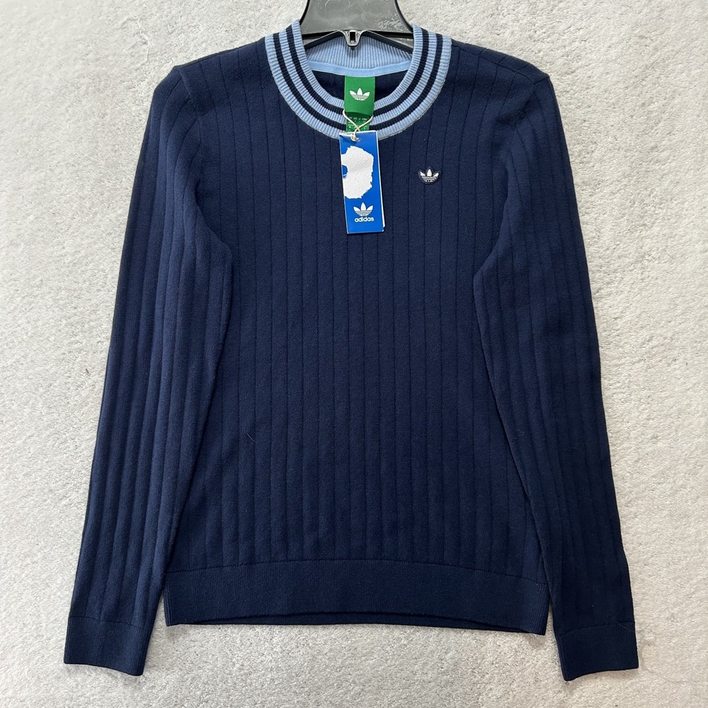 Adidas Womens Size S Blue Originals Cashmere Knit Long Sleeve Sweater